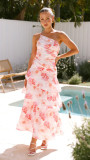 Women Summer One-shoulder strap print dress