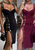 Women summer elegant sleeveless slit dress