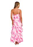 Women Summer One-shoulder strap print dress