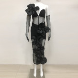 Women Spring Summer Sexy Mesh Maxi Dress