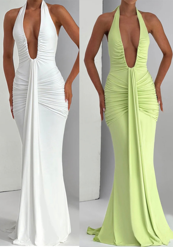 Women Summer Solid Sexy See-Through Sleeveless Dress