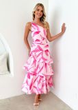 Women Summer One-shoulder strap print dress