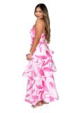 Women Summer One-shoulder strap print dress