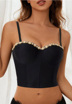 Women strap Outdoor Wear gold thick chain Strapless Fitted small strap Top
