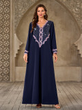 Women Arab V-Neck Beaded Robe Dress