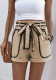 Women summer pocket lace casual contrast trim shorts