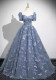 Women blue short-sleeved Formal Party Maxi evening dress（Processing time need 3-6 days）