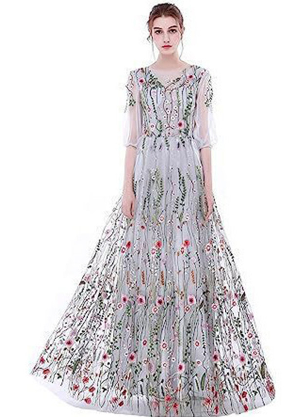 Women wedding dress embroidered chiffon color sexy evening dress（Processing time need 3-6 days）