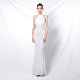 Deep V-Neck Sequined Fishtail Dress Sexy Evening Party Gown