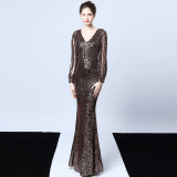 Off-Shoulder Fishtail Evening Dress Slim Formal Party Gown for Women