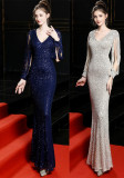 Off-Shoulder Fishtail Evening Dress Slim Formal Party Gown for Women