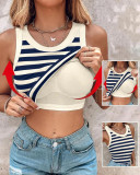Summer Round Neck Solid Color Vest Feminine Basic Outdoor Wear Tops With Pad