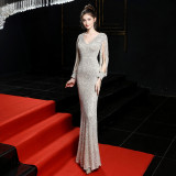 Off-Shoulder Fishtail Evening Dress Slim Formal Party Gown for Women