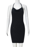 Summer Slim Low-Back Beaded Halter Neck Bodycon Dress for Women