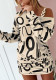 Chain Patchwork Off-Shoulder Printed Drawstring-Pleated Dress
