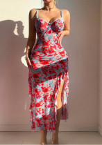 Mesh Straps Floral Dress & Thong Pajama Set Mesh Straps Floral Dress & Thong Pajama Set