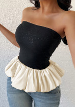Black and White Contrast Chic Strapless Top for Women Black and White Contrast Chic Strapless Top for Women