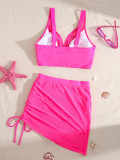 Women Bikini Mesh Drawstring Sexy Two Pieces Swimwear