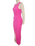 Women Casual Solid Sleeveless Ribbed Dress