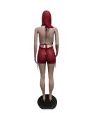 Spring Sexy Backless Knitting Three-Piece Shorts Set