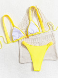 Women Bikini Solid Halter Neck Lace Starfish Sexy Two Pieces Swimwear