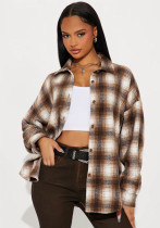 Women Fall and Winter Plaid Patchwork Shirt Women Fall and Winter Plaid Patchwork Shirt