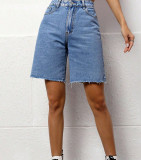 Women Casual Washed Denim Shorts