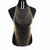 Women accessories retro chest chain hollow gold body chain body Chain