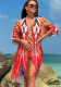 Women Cover-up Print Holidays Robe Bikini Sun Protection Shirt Beach Dress