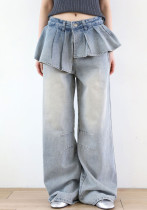 Women Spring Ruffle Denim Pants