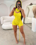 Spring Sexy Backless Knitting Three-Piece Shorts Set