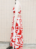 Summer print Low Back hollow Lace-Up Long dress
