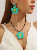 Women Holidays style raffia earrings necklace Simian candy color flower alloy earrings