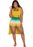 Women Gradient Print Shorts Three-Piece Set