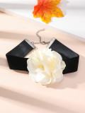 Women white flower necklace romantic rose clavicle chain necklace