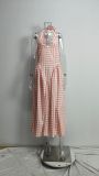 Women Spring Elegant Halter Neck V Neck Pleated French Dress