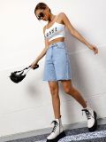 Women Casual Washed Denim Shorts