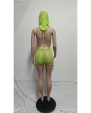 Spring Sexy Backless Knitting Three-Piece Shorts Set