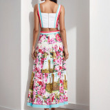 Women spring sexy Patchwork Strapless suspender skirt two-piece set