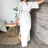 Women spring elegant Solid Maxi dress