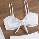 Women Solid Strapless Mesh Long Skirt Three-Piece Shorts Swimwear