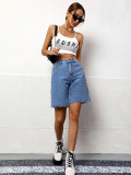 Women Casual Washed Denim Shorts