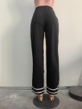 Women Solid Patchwork Lace-Up Casual Pants