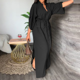 Women spring elegant Solid Maxi dress