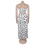 Women Elegant Strapless Printed Wide-leg Jumpsuit