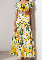 Women off-shoulder Strapless Top + skirt two-piece set