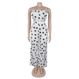 Women Elegant Strapless Printed Wide-leg Jumpsuit