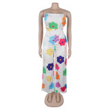 Women Elegant Strapless Printed Wide-leg Jumpsuit