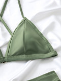Women Bikini Solid Triangle Cross Backless Sexy Bikini Two Pieces Swimwear