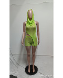 Spring Sexy Backless Knitting Three-Piece Shorts Set